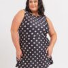 Retro Dot Boat-Neck Swim Dress