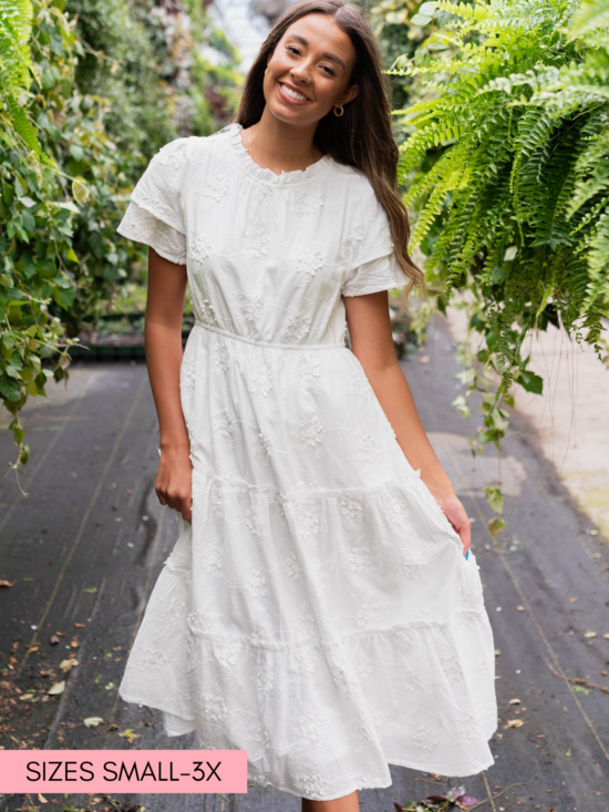 Rhea White Floral Embroidered Dress