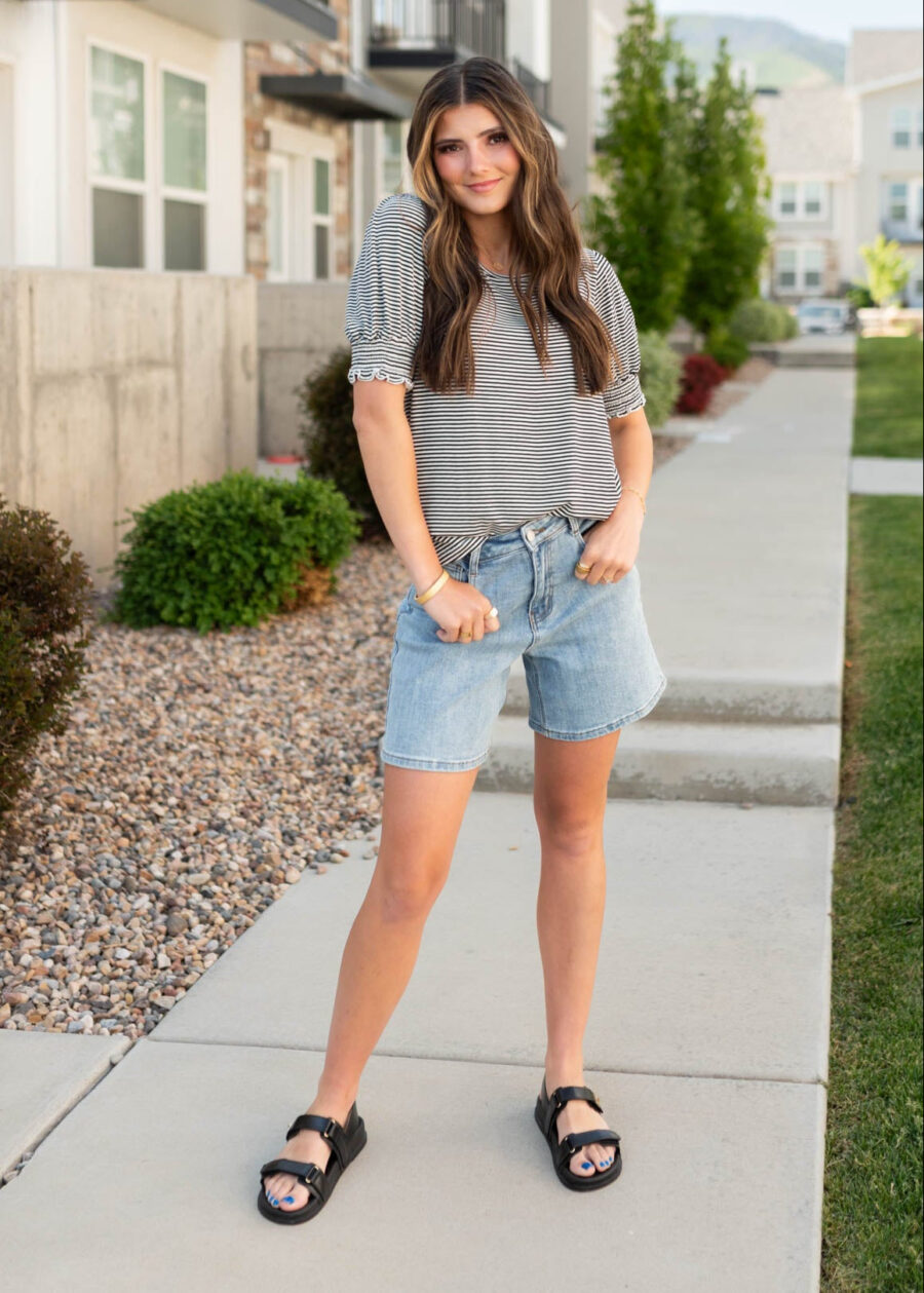 Rissa Navy Striped Top
