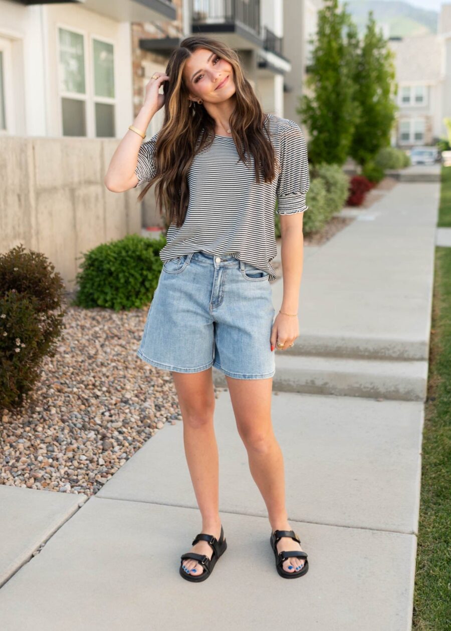 Rissa Navy Striped Top