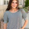 Rissa Navy Striped Top