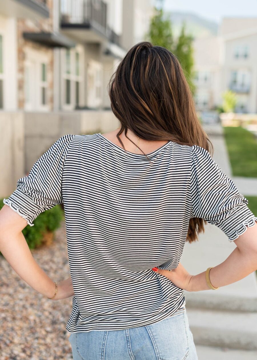 Rissa Navy Striped Top
