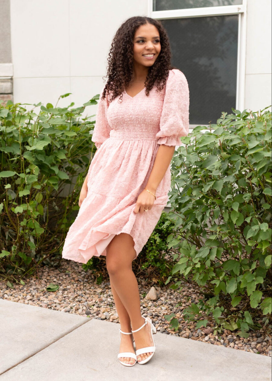 Robin Blush Floral Textured Dress