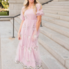 Rosa Dusty Pink Embroidered Dress