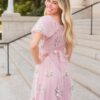 Rosa Dusty Pink Embroidered Dress