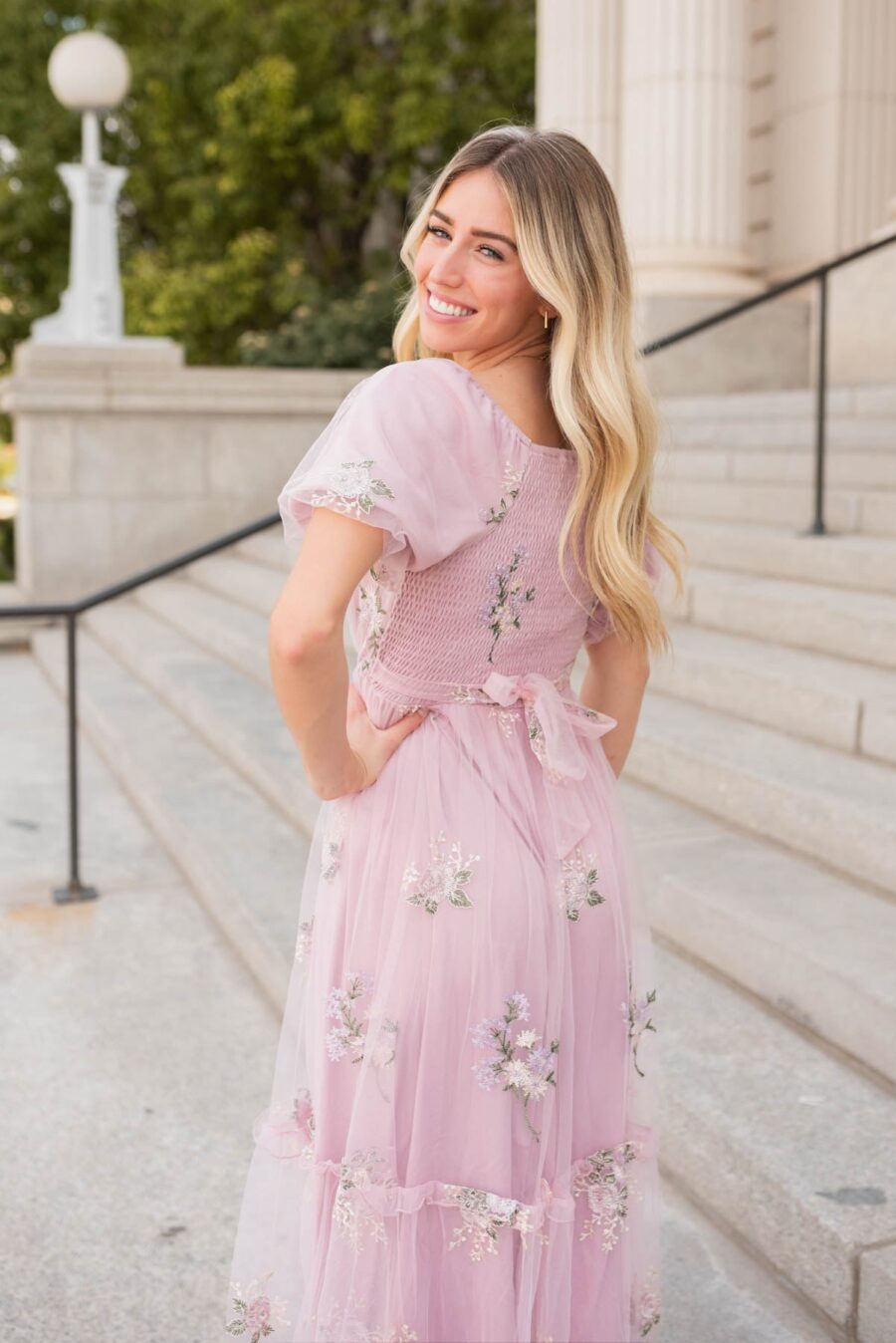 Rosa Dusty Pink Embroidered Dress