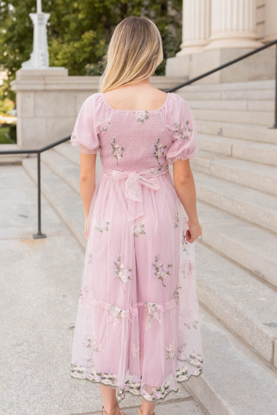 Rosa Dusty Pink Embroidered Dress