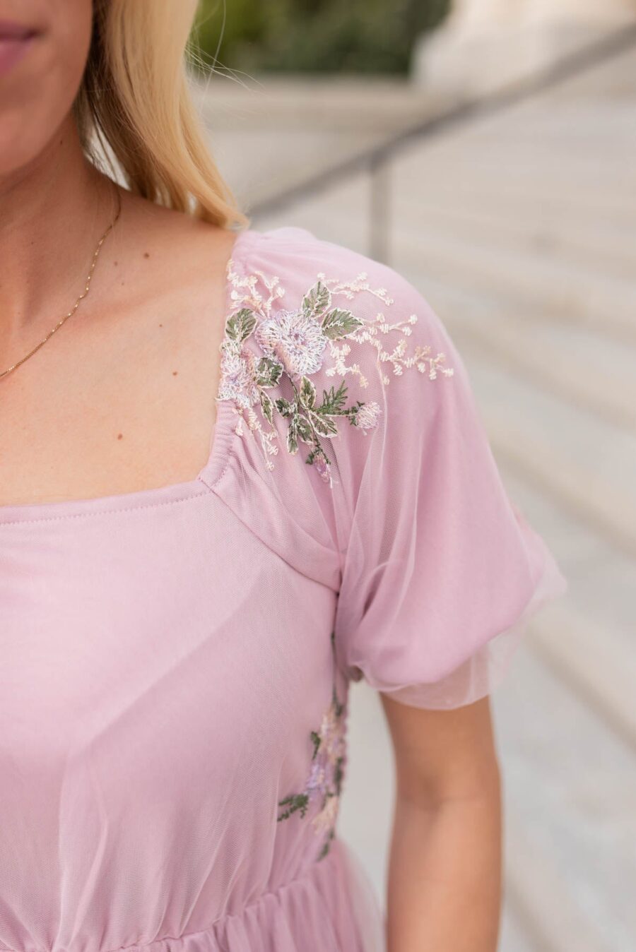 Rosa Dusty Pink Embroidered Dress