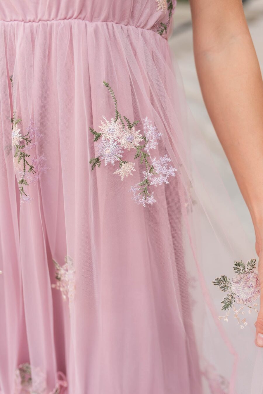 Rosa Dusty Pink Embroidered Dress