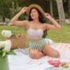 Somerset Floral/ Basil Stripe Reversible Ultra High-Waist Bottom