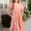 Rosie Terracotta Embroidered Dress