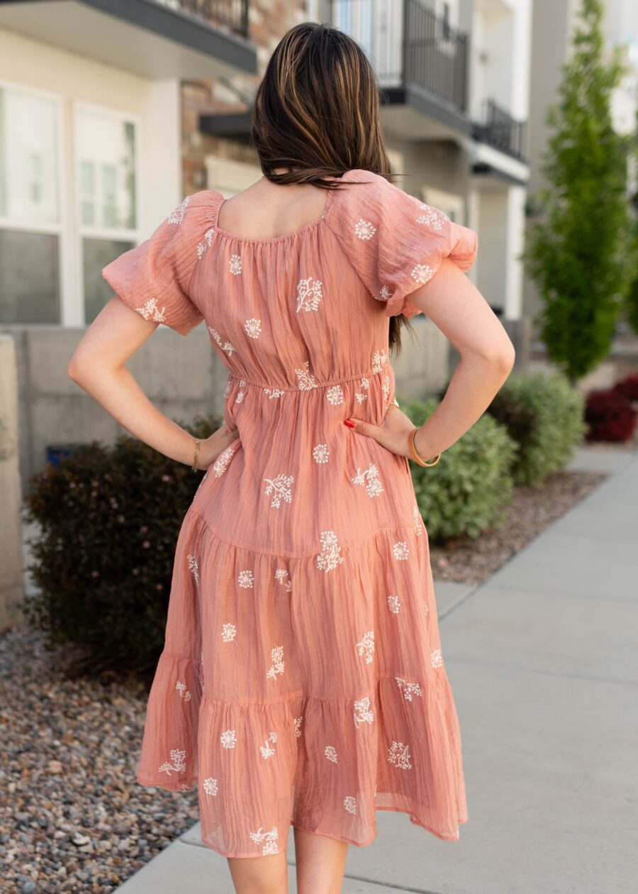 Rosie Terracotta Embroidered Dress