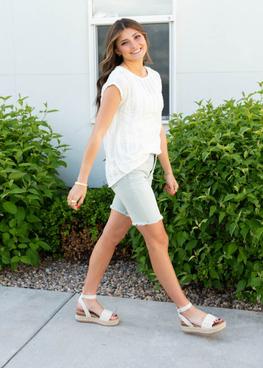 Ruth White Textured Top