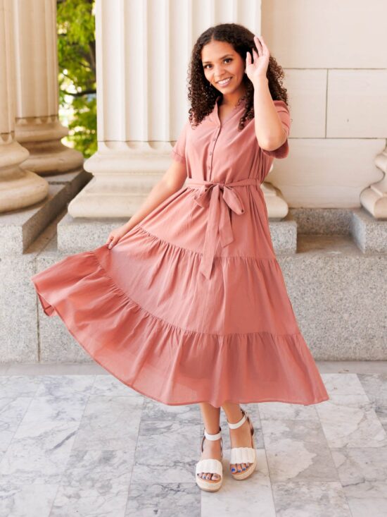 Sadie Dark Blush Bow Tie Dress