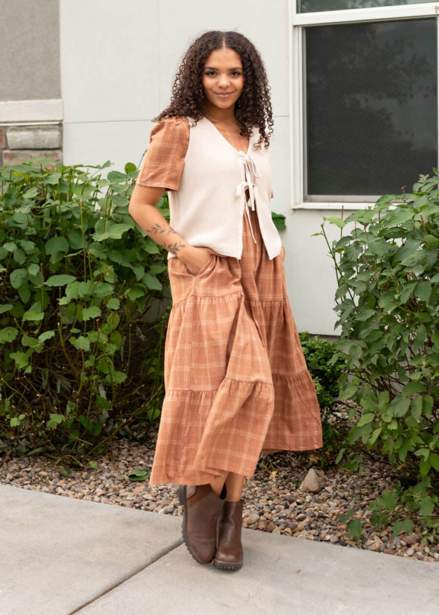 Sahana Beige Knit Sweater Vest