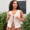 Sahana Beige Knit Sweater Vest