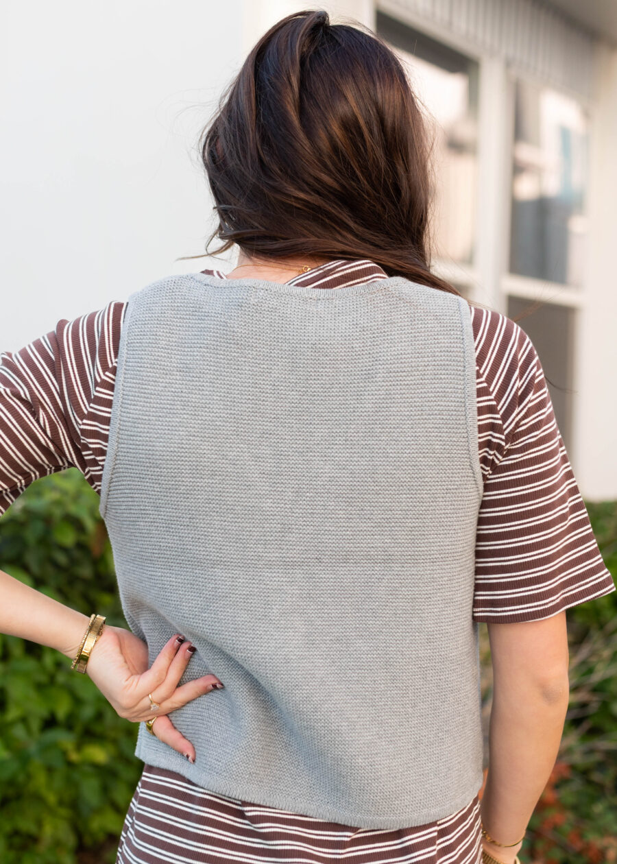 Sahana Grey Knit Sweater Vest
