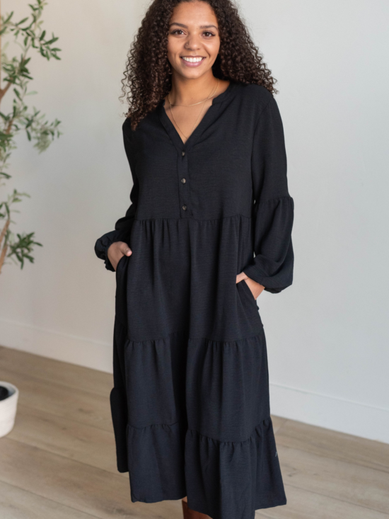 Sailor Black Tiered Dress