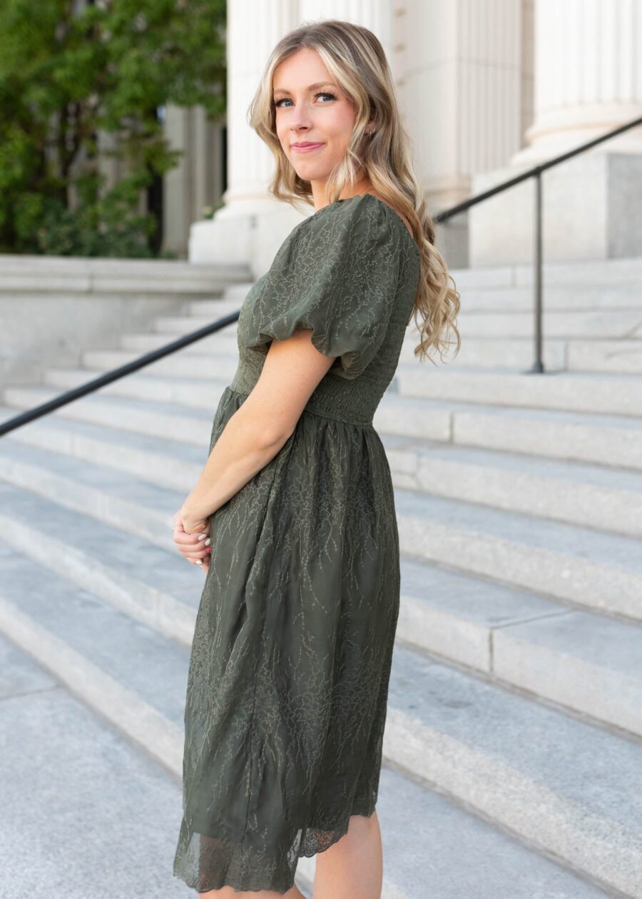 Sally Olive Embroidered Square Neck Dress