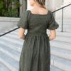 Sally Olive Embroidered Square Neck Dress