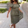 Sally Olive Embroidered Square Neck Dress