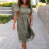 Sally Olive Embroidered Square Neck Dress