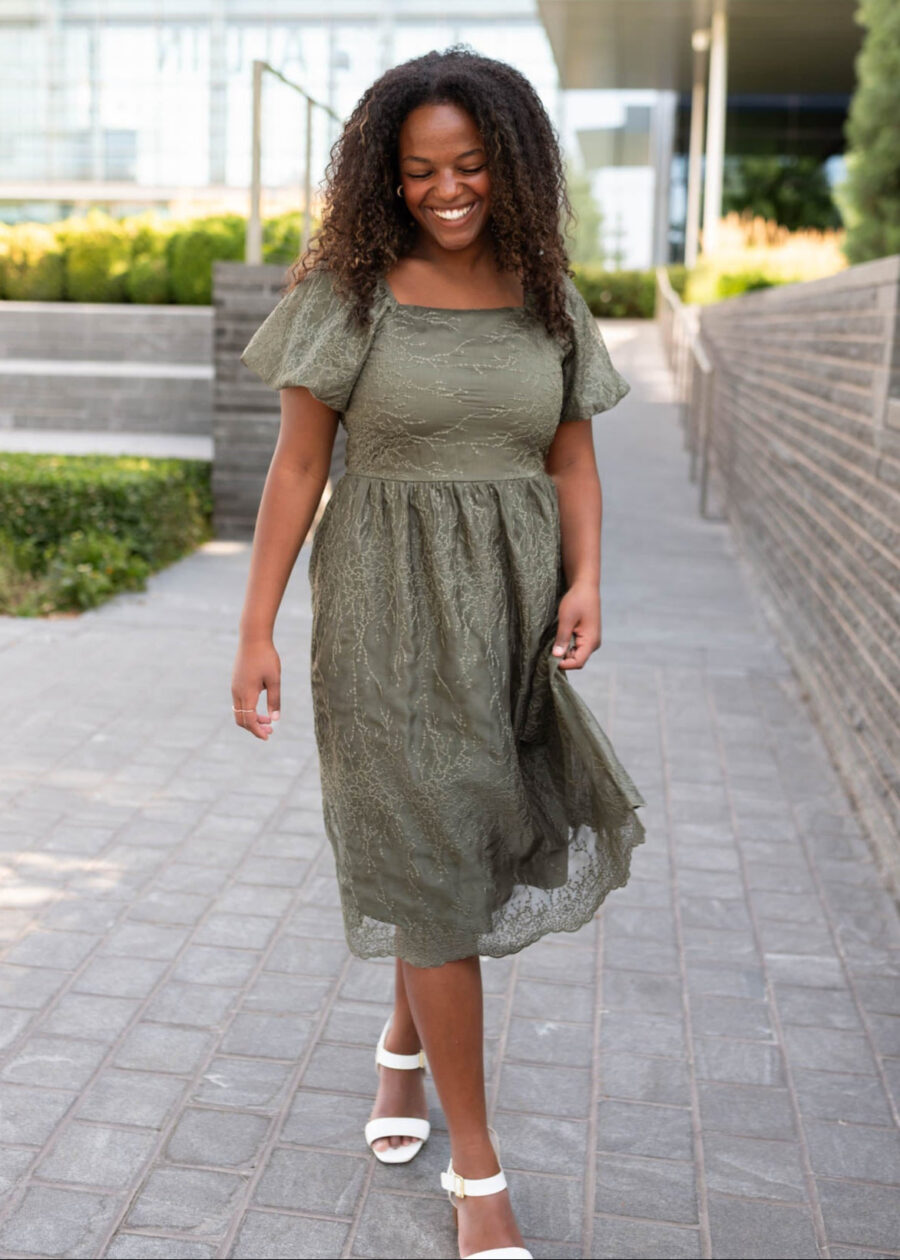 Sally Olive Embroidered Square Neck Dress