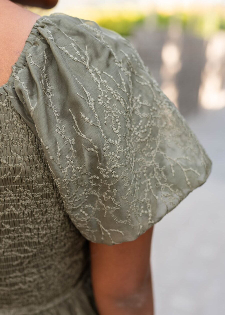 Sally Olive Embroidered Square Neck Dress
