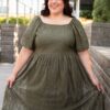 Sally Olive Embroidered Square Neck Dress