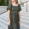 Sally Olive Embroidered Square Neck Dress