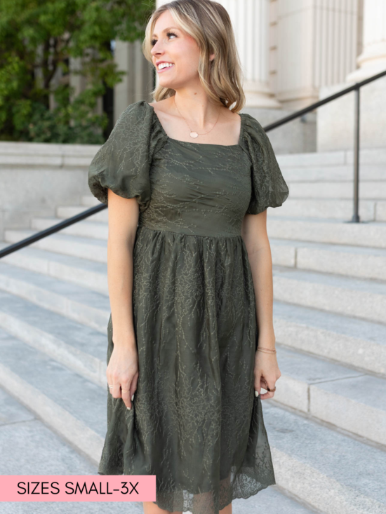Sally Olive Embroidered Square Neck Dress