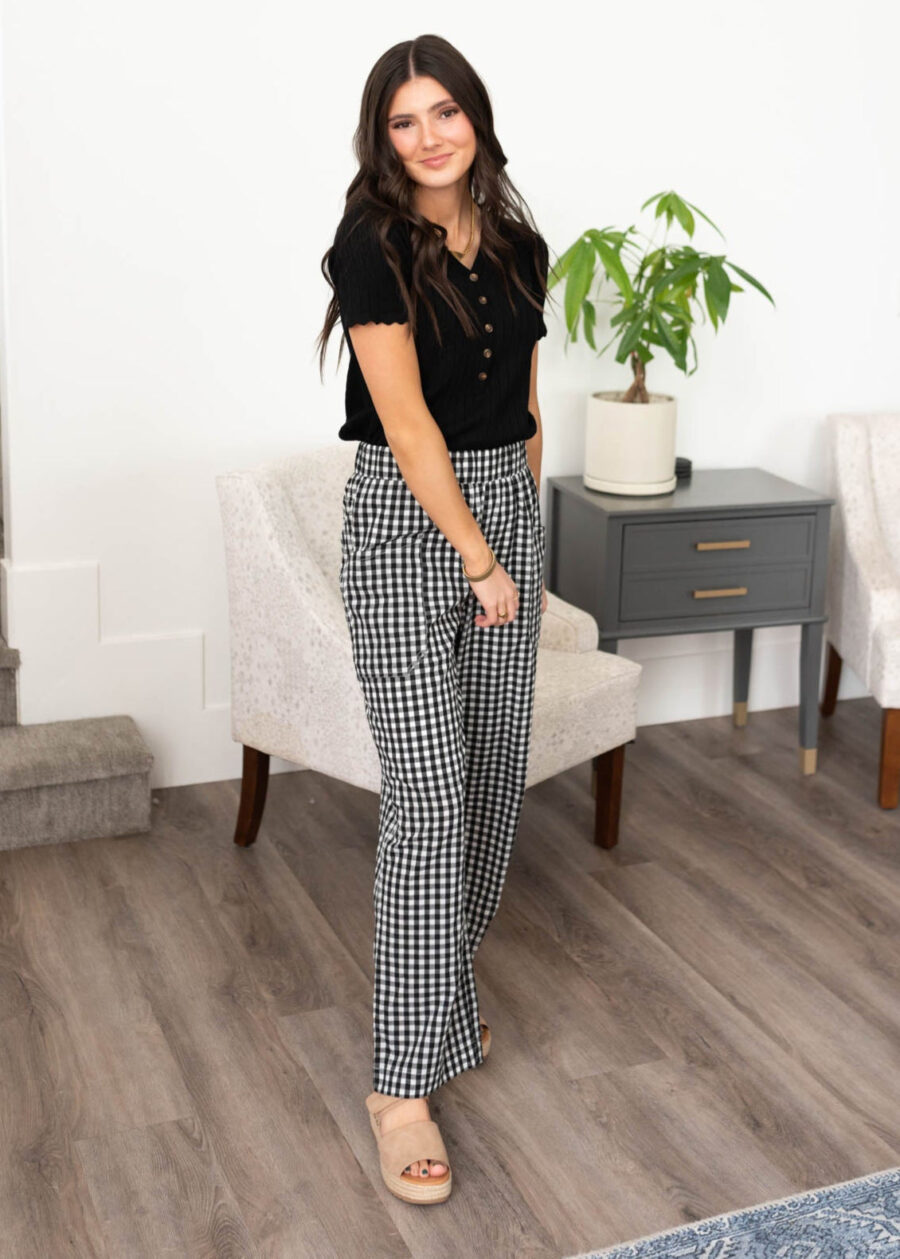 Samantha Black and White Gingham Pants