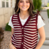 Sana Burgundy Striped Sweater Vest