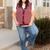 Sana Burgundy Striped Sweater Vest