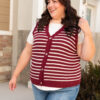Sana Burgundy Striped Sweater Vest