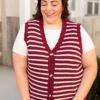 Sana Burgundy Striped Sweater Vest