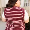 Sana Burgundy Striped Sweater Vest