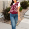 Sana Burgundy Striped Sweater Vest
