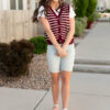 Sana Burgundy Striped Sweater Vest