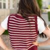 Sana Burgundy Striped Sweater Vest
