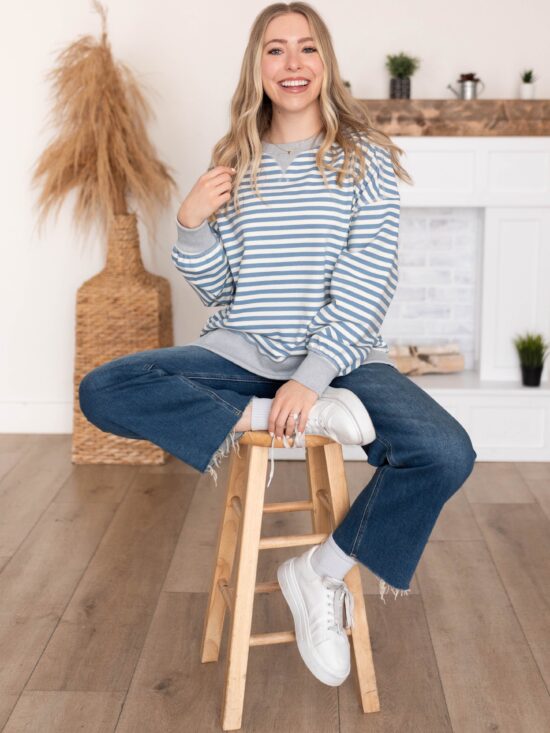 Sara Blue Stripe Pullover