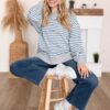 Sara Blue Stripe Pullover