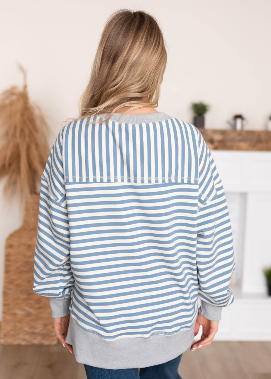 Sara Blue Stripe Pullover