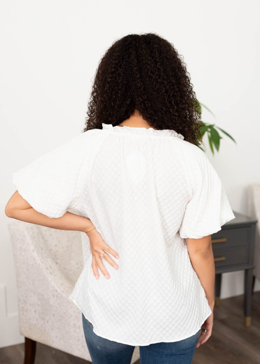 Sariah White Textured Top