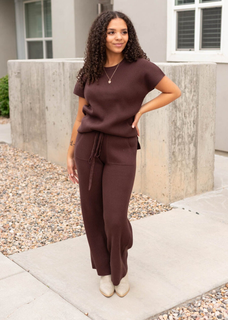 Selene Brown Ribbed Sweater