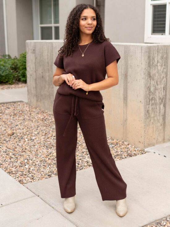 Selene Brown Ribbed Sweater