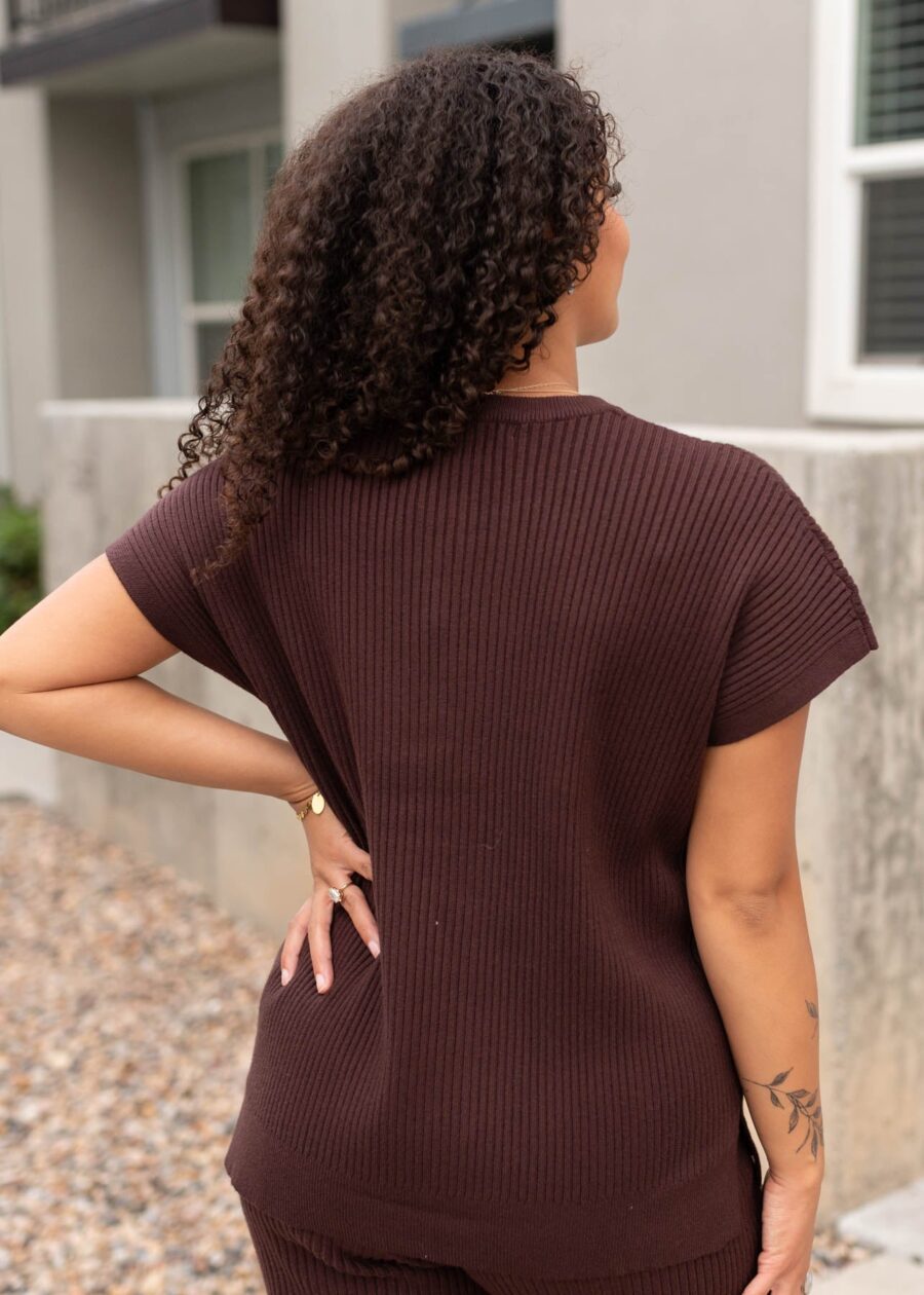 Selene Brown Ribbed Sweater