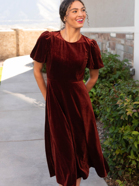 Serenity Copper Velvet Dress