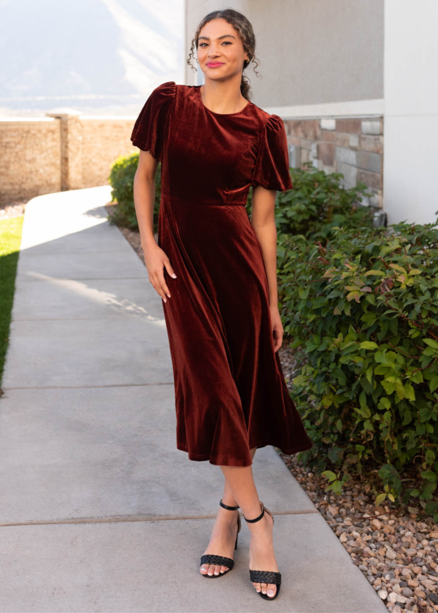 Serenity Copper Velvet Dress