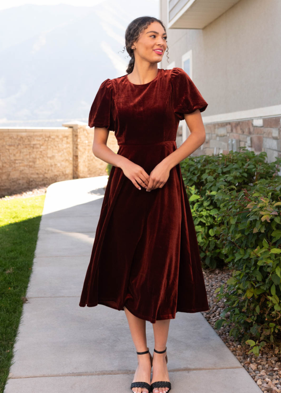 Serenity Copper Velvet Dress